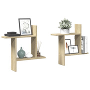 Wandplanken 2 st 50x12x50 cm bewerkt hout sonoma eiken