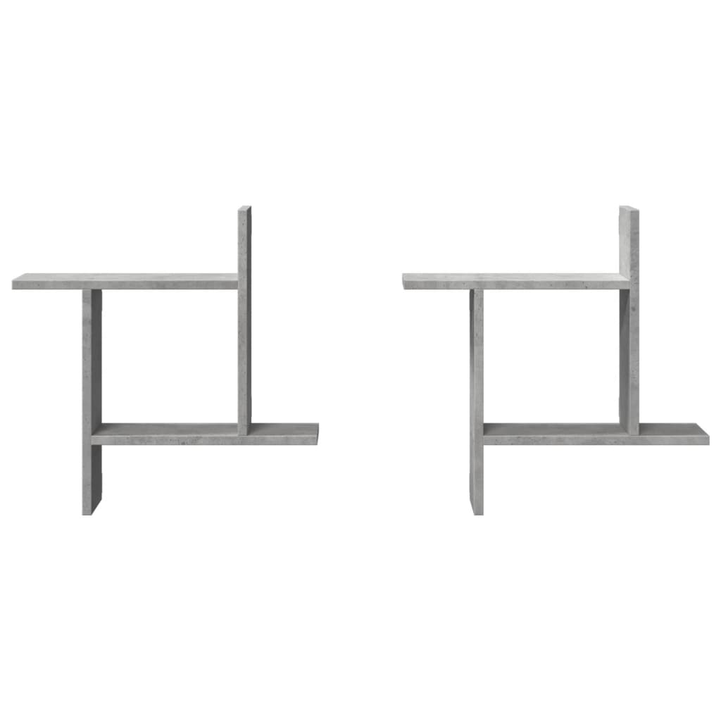 Wandschappen 2 st 50x12x50 cm bewerkt hout betongrijs