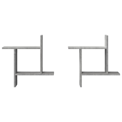 Wandschappen 2 st 50x12x50 cm bewerkt hout betongrijs