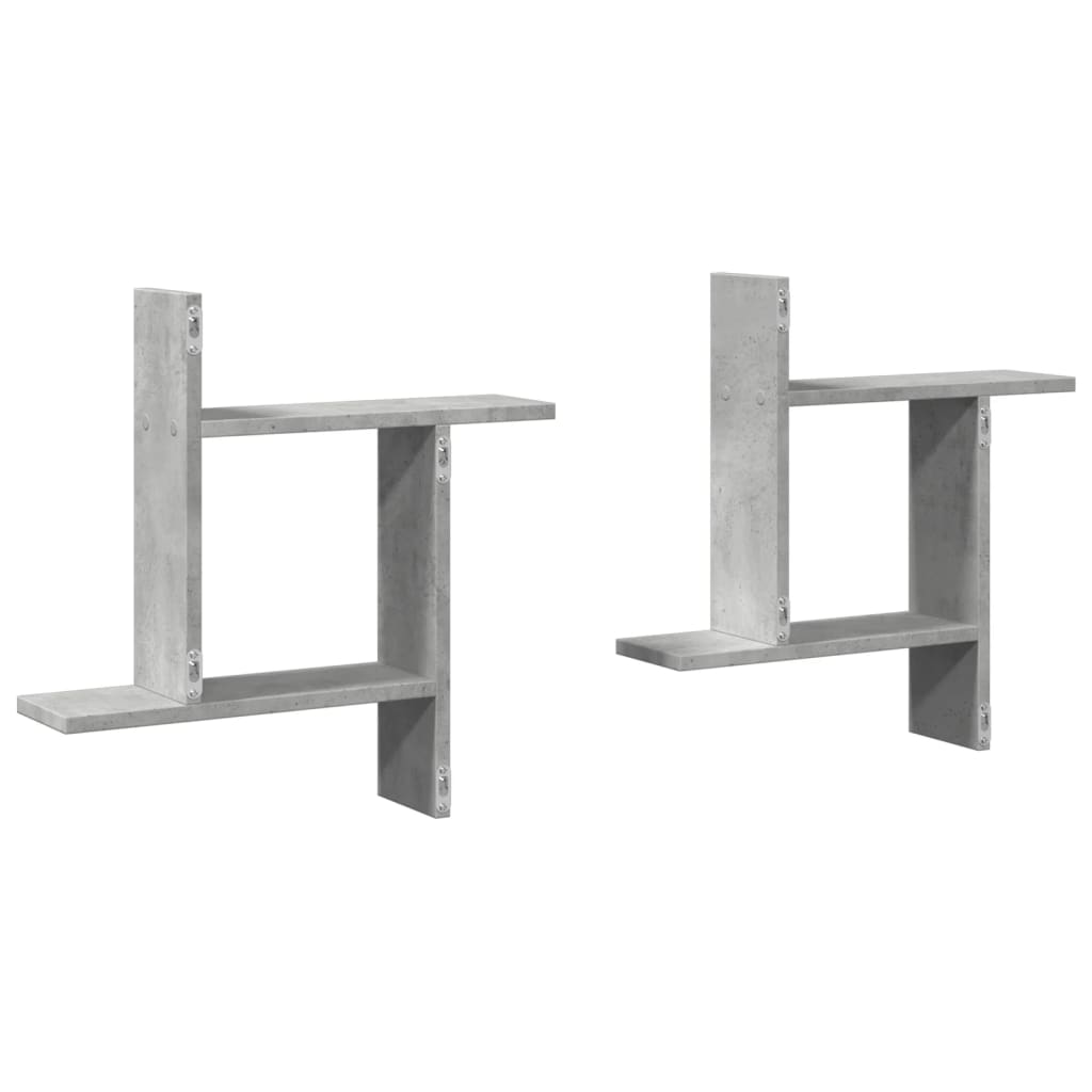 Wandschappen 2 st 50x12x50 cm bewerkt hout betongrijs