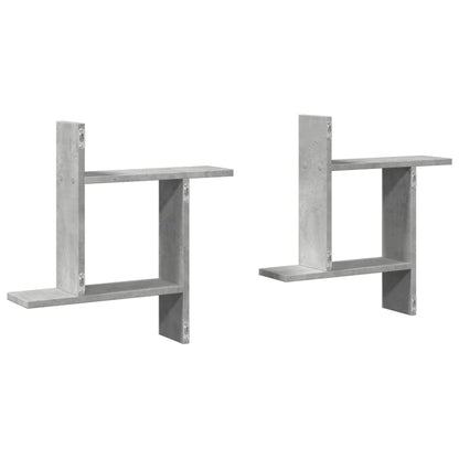 Wandschappen 2 st 50x12x50 cm bewerkt hout betongrijs
