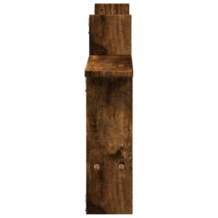 Wandschappen 2 st 50x12x50 cm bewerkt hout gerookt eikenkleurig
