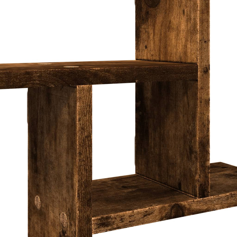 Wandschappen 2 st 50x12x50 cm bewerkt hout gerookt eikenkleurig