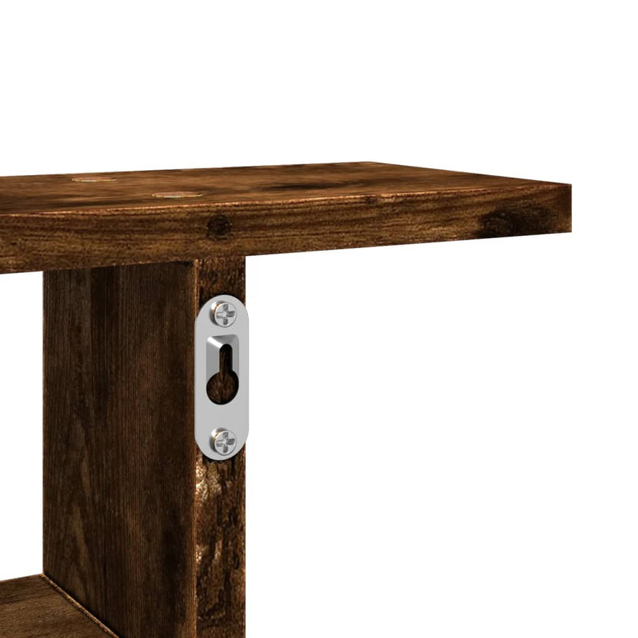 Wandschappen 2 st 50x12x50 cm bewerkt hout gerookt eikenkleurig