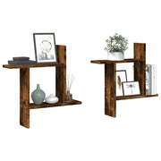Wandschappen 2 st 50x12x50 cm bewerkt hout gerookt eiken