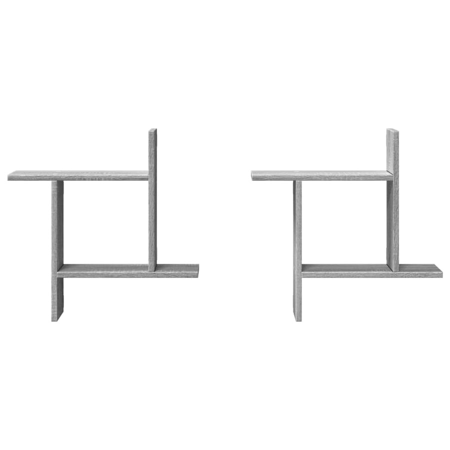 Wandschappen 2 st 50x12x50 cm bewerkt hout grijs sonoma eiken