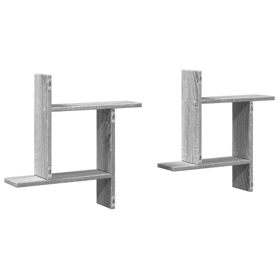Wandschappen 2 st 50x12x50 cm bewerkt hout grijs sonoma eiken