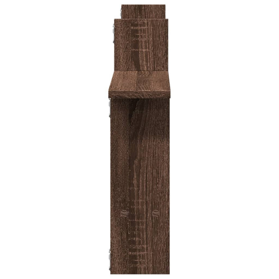 Wandschappen 2 st 50x12x50 cm bewerkt hout bruin eikenkleurig