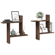 Wandschappen 2 st 50x12x50 cm bewerkt hout bruin