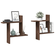 Wandschappen 2 st 50x12x50 cm bewerkt hout bruin eikenkleurig