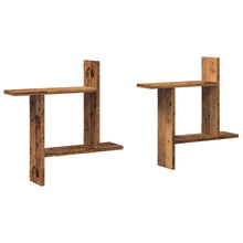 Wandschappen 2 st 50x12x50 cm bewerkt hout oud houtkleurig