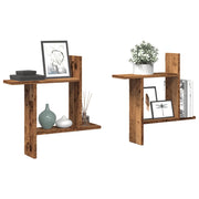 Wandplanken 2 st 50x12x50 cm bewerkt hout