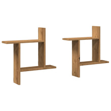 Wandschappen 2 st 50x12x50 cm bewerkt hout artisanaal eiken