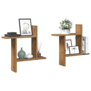 Wandschappen 2 st 50x12x50 cm bewerkt hout eiken