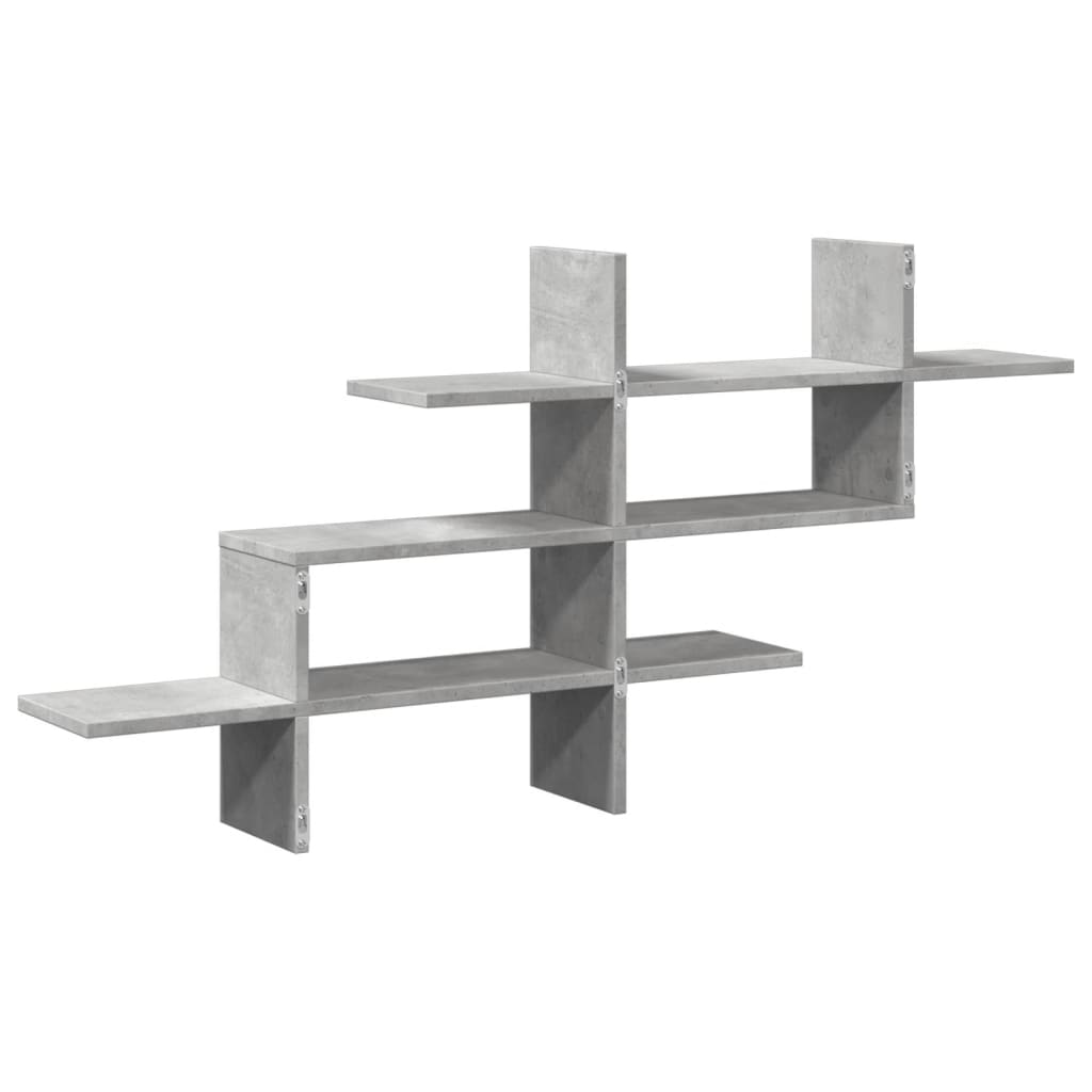 Wandschap 124,5x18x60,5 cm bewerkt hout betongrijs