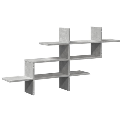 Wandschap 124,5x18x60,5 cm bewerkt hout betongrijs