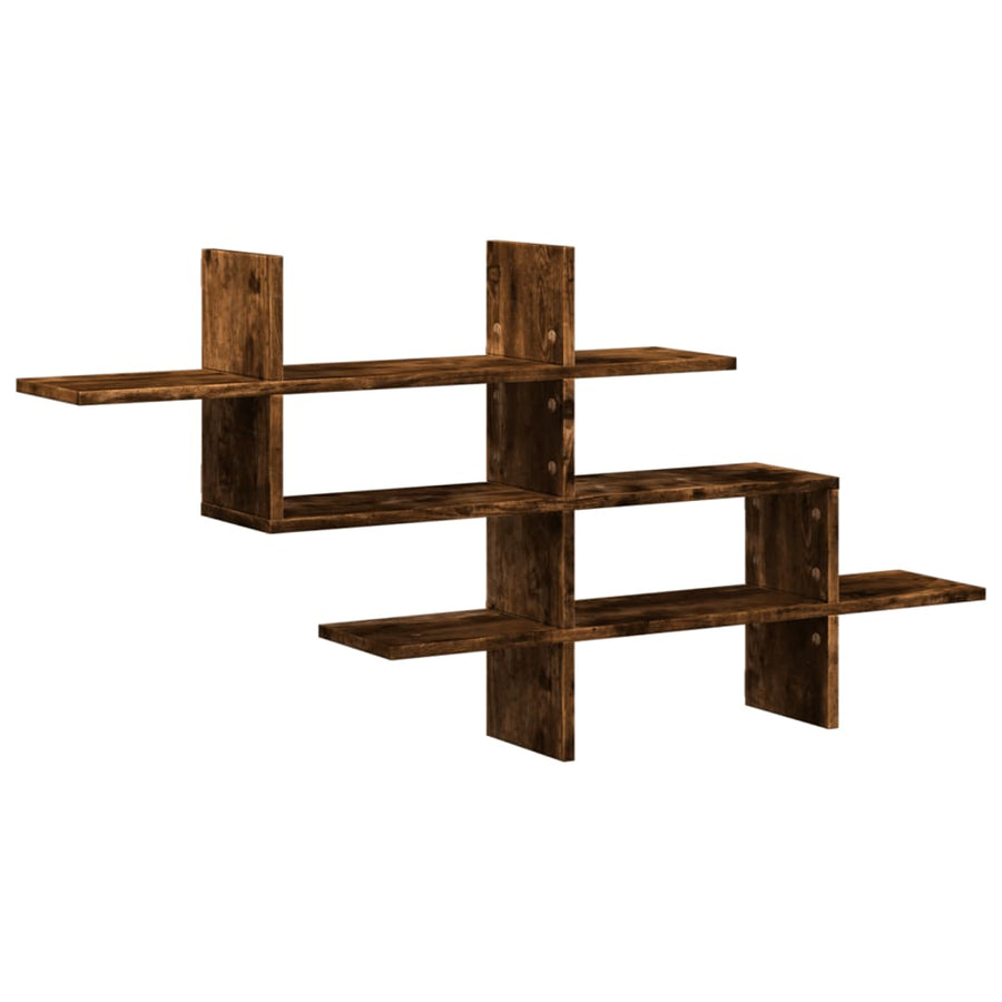 Wandschap 124,5x18x60,5 cm bewerkt hout gerookt eikenkleurig