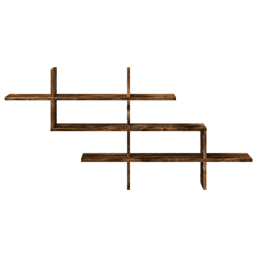 Wandschap 124,5x18x60,5 cm bewerkt hout gerookt eikenkleurig
