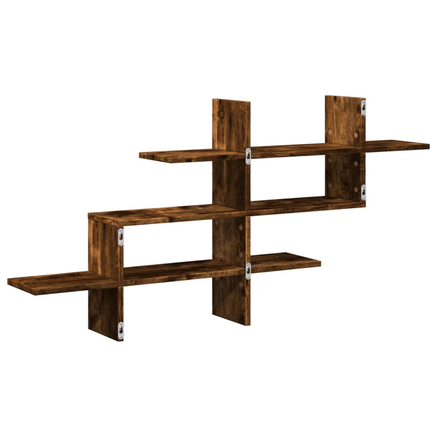 Wandschap 124,5x18x60,5 cm bewerkt hout gerookt eikenkleurig