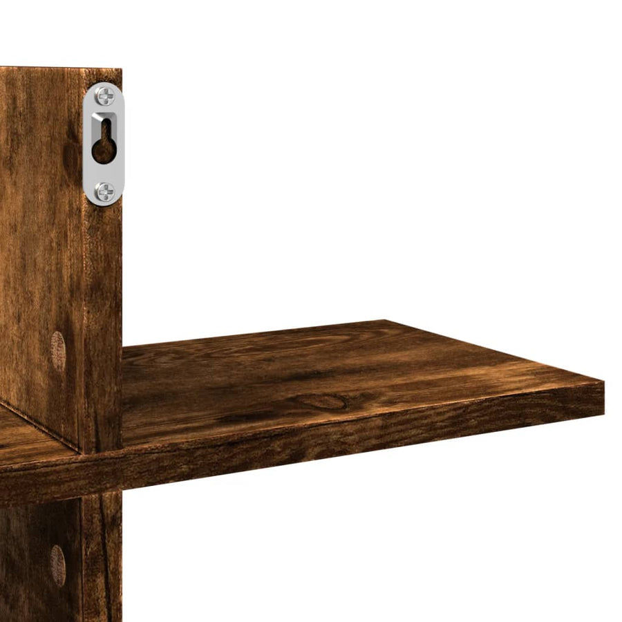 Wandschap 124,5x18x60,5 cm bewerkt hout gerookt eikenkleurig