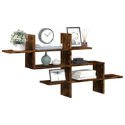 Wandschap 124,5x18x60,5 cm bewerkt hout gerookt eiken