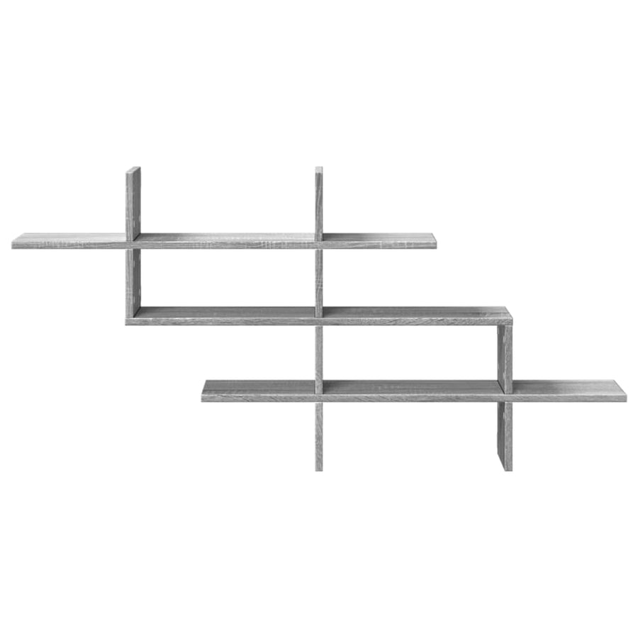 Wandschap 124,5x18x60,5 cm bewerkt hout grijs sonoma eikenkleur