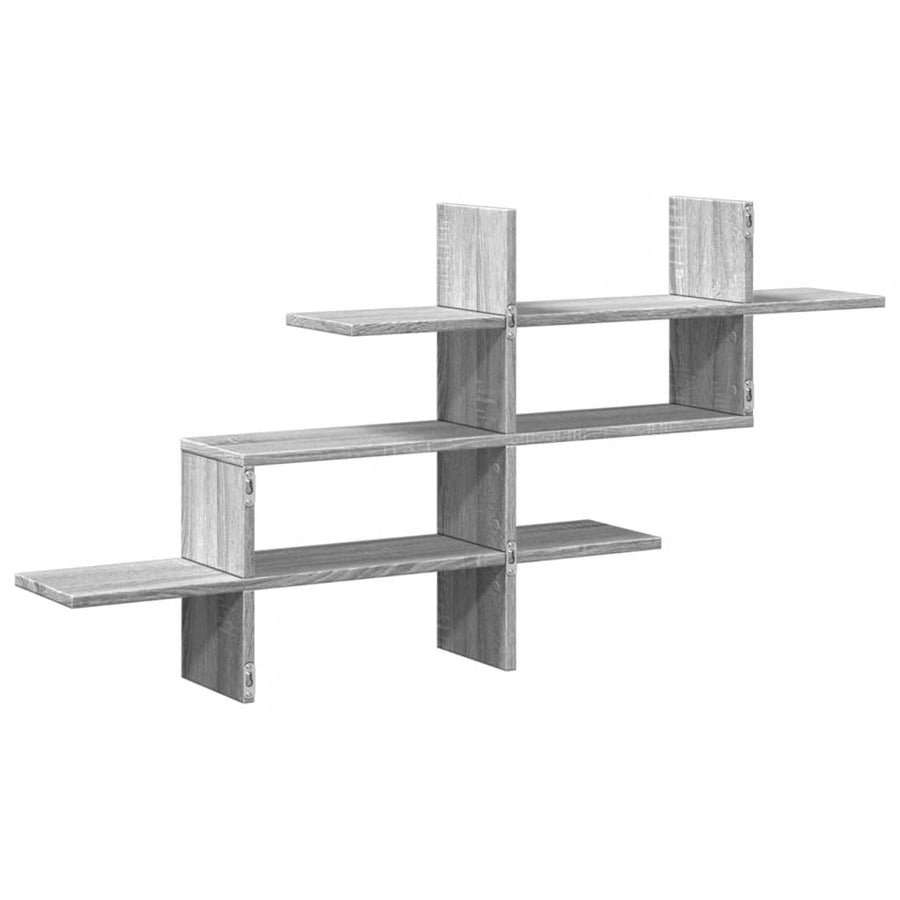 Wandschap 124,5x18x60,5 cm bewerkt hout grijs sonoma eikenkleur