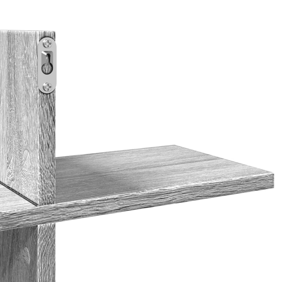 Wandschap 124,5x18x60,5 cm bewerkt hout grijs sonoma eikenkleur