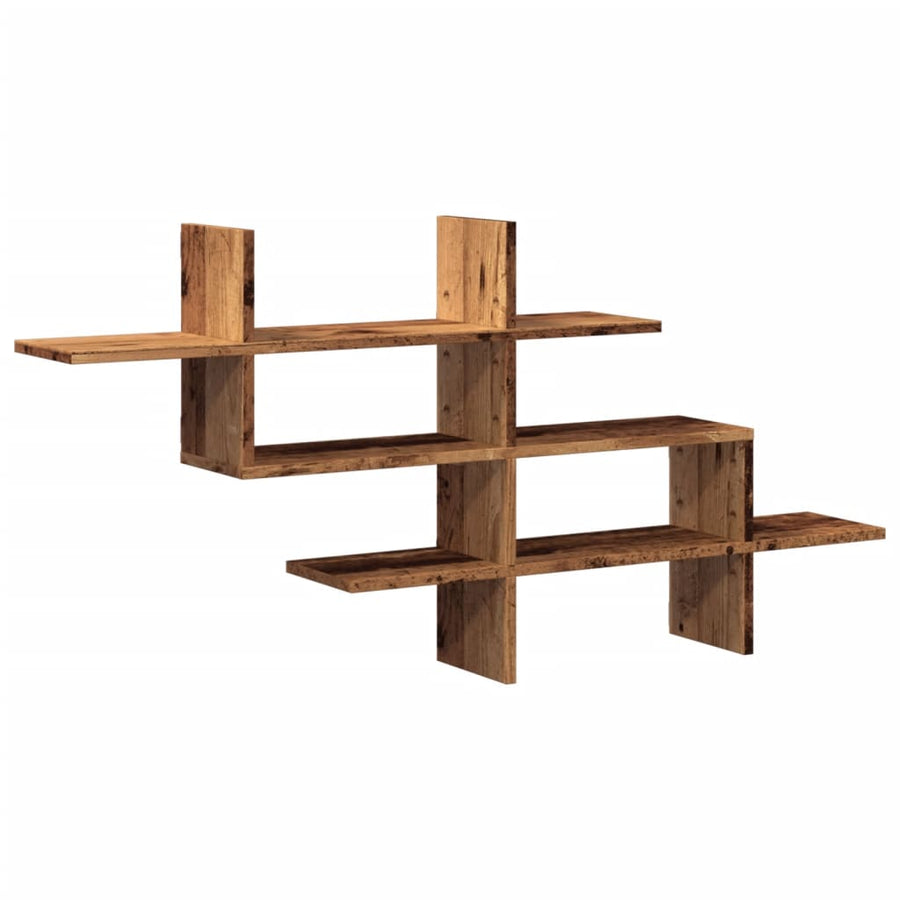 Wandschap 124,5x18x60,5 cm bewerkt hout oud houtkleurig
