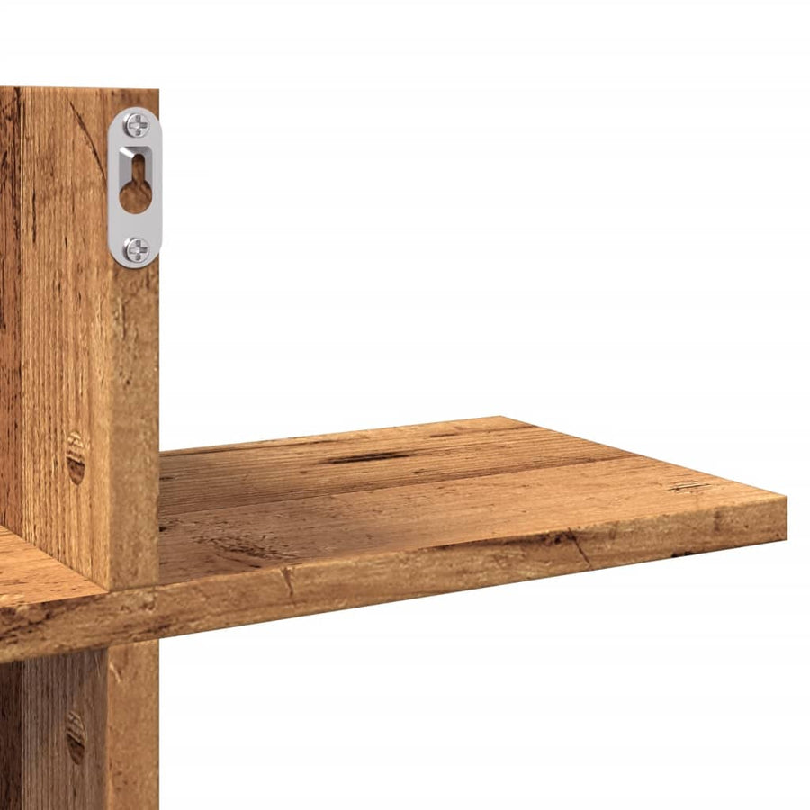 Wandschap 124,5x18x60,5 cm bewerkt hout oud houtkleurig