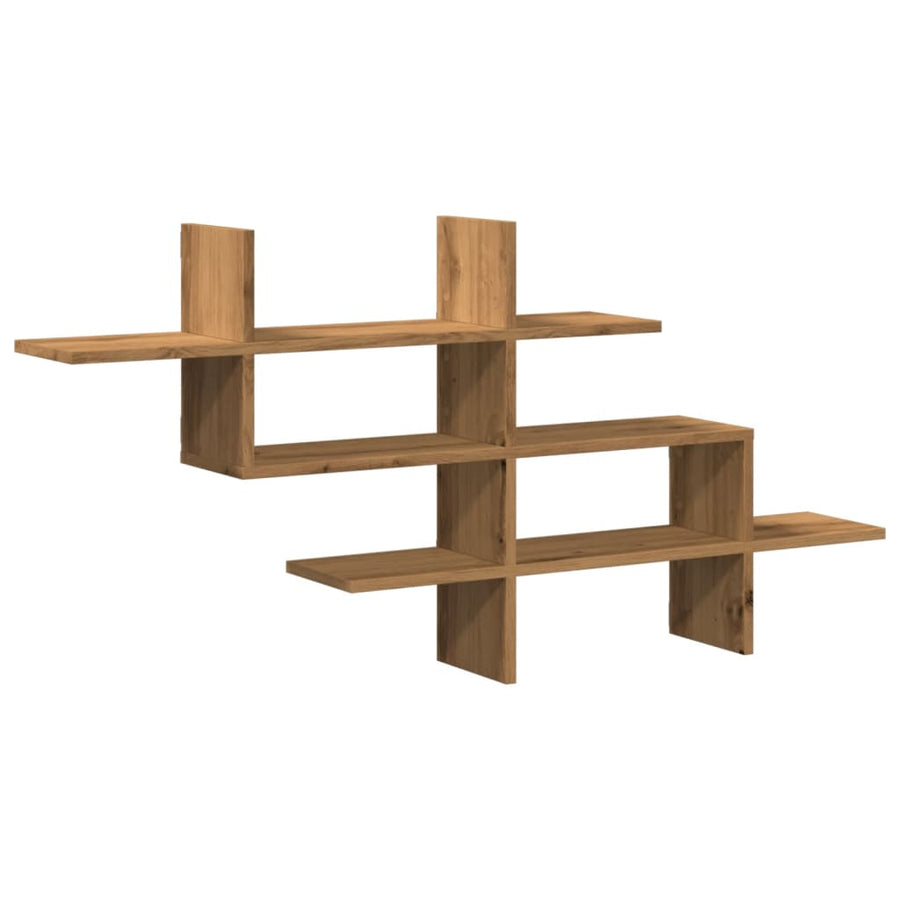 Wandschap 124,5x18x60,5 cm bewerkt hout artisanaal eikenkleurig