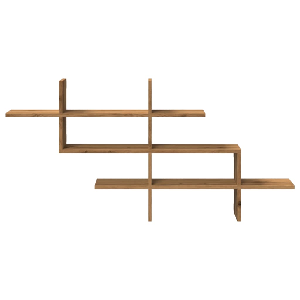 Wandschap 124,5x18x60,5 cm bewerkt hout artisanaal eikenkleurig