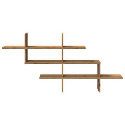 Wandschap 124,5x18x60,5 cm bewerkt hout artisanaal eikenkleurig