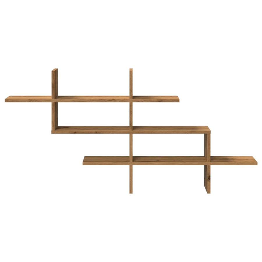 Wandschap 124,5x18x60,5 cm bewerkt hout artisanaal eikenkleurig
