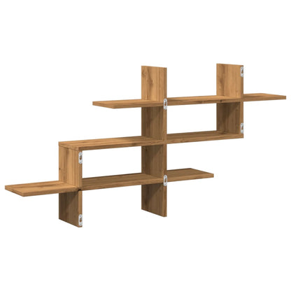 Wandschap 124,5x18x60,5 cm bewerkt hout artisanaal eikenkleurig
