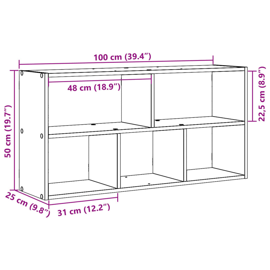 Wandschap 100x25x50 cm bewerkt hout sonoma eikenkleurig