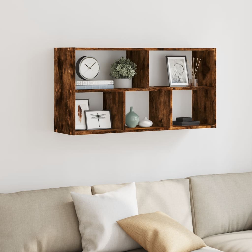 Wandschap 100x25x50 cm bewerkt hout gerookt eikenkleurig