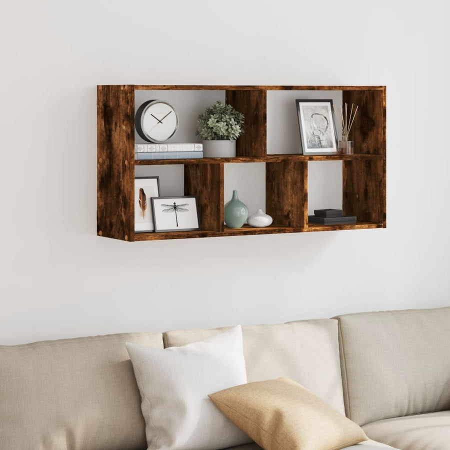 Wandschap 100x25x50 cm bewerkt hout gerookt eikenkleurig