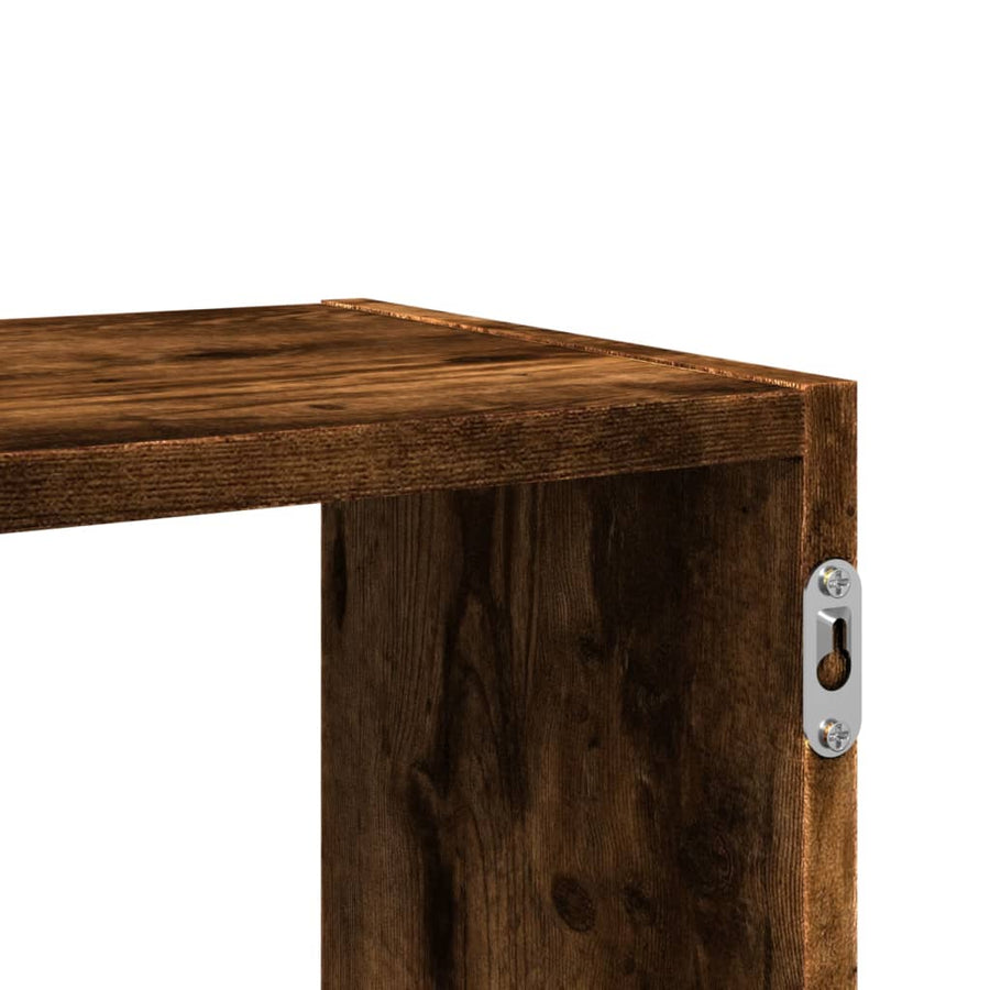 Wandschap 100x25x50 cm bewerkt hout gerookt eikenkleurig