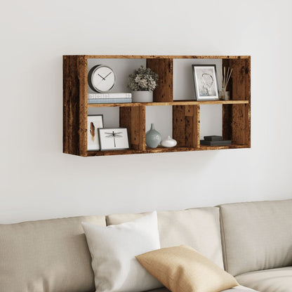 Wandschap 100x25x50 cm bewerkt hout oud houtkleurig