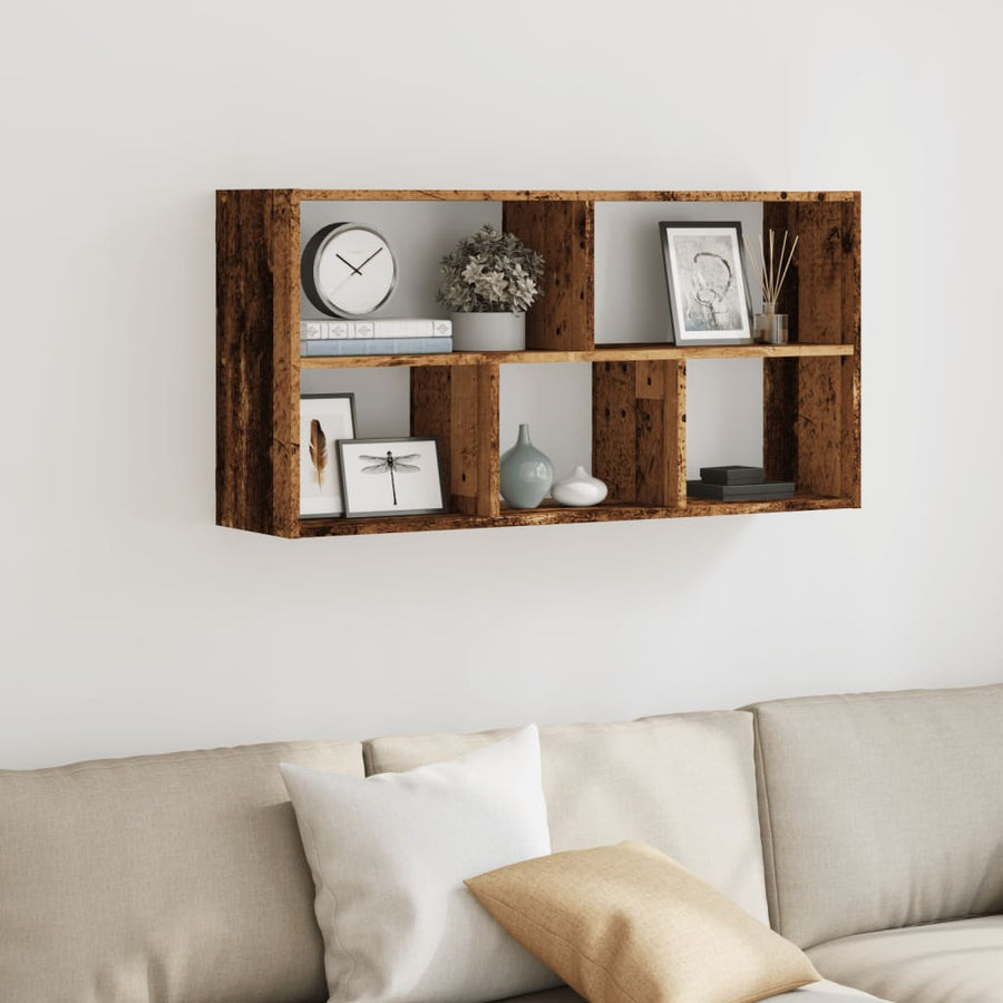 Wandschap 100x25x50 cm bewerkt hout oud houtkleurig