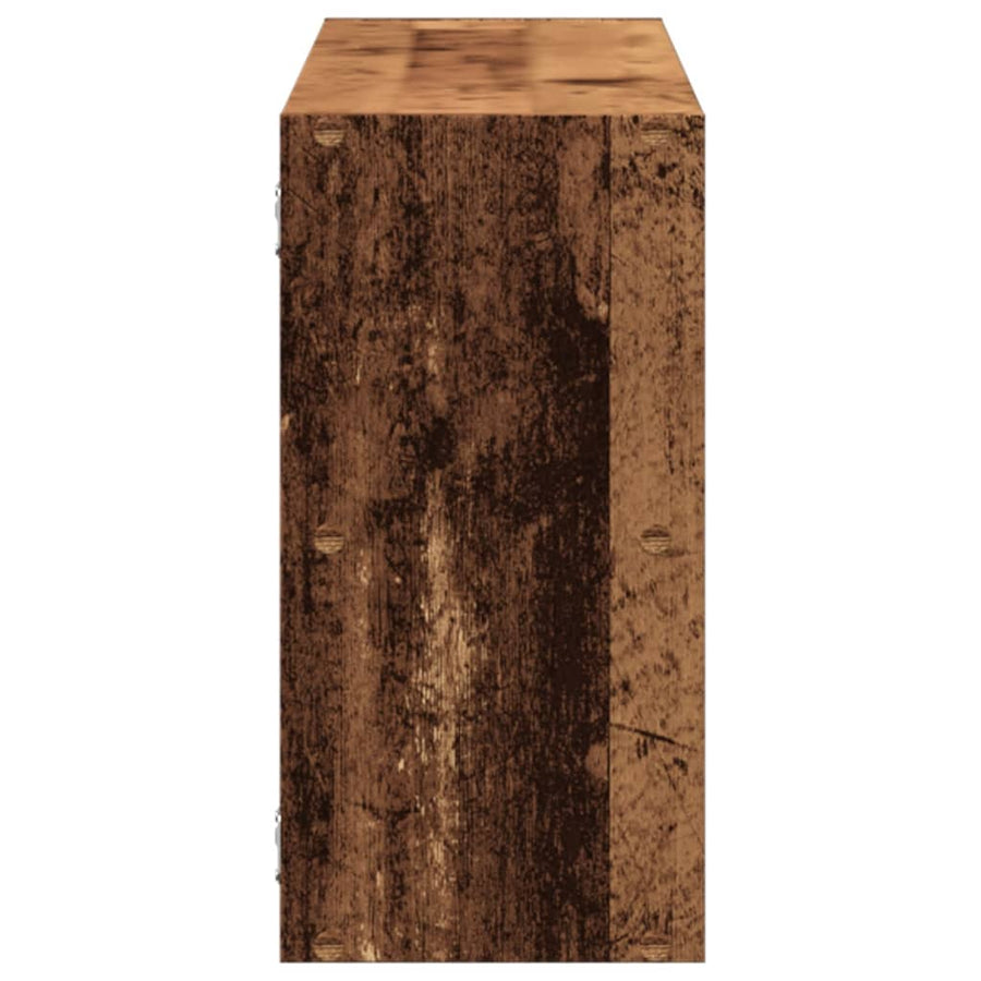Wandschap 100x25x50 cm bewerkt hout oud houtkleurig