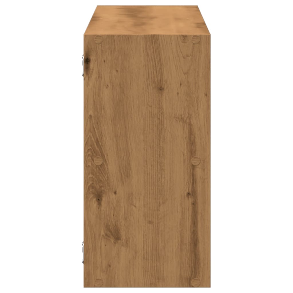 Wandschap 100x25x50 cm bewerkt hout artisanaal eikenkleurig