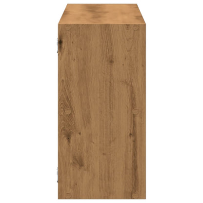 Wandschap 100x25x50 cm bewerkt hout artisanaal eikenkleurig