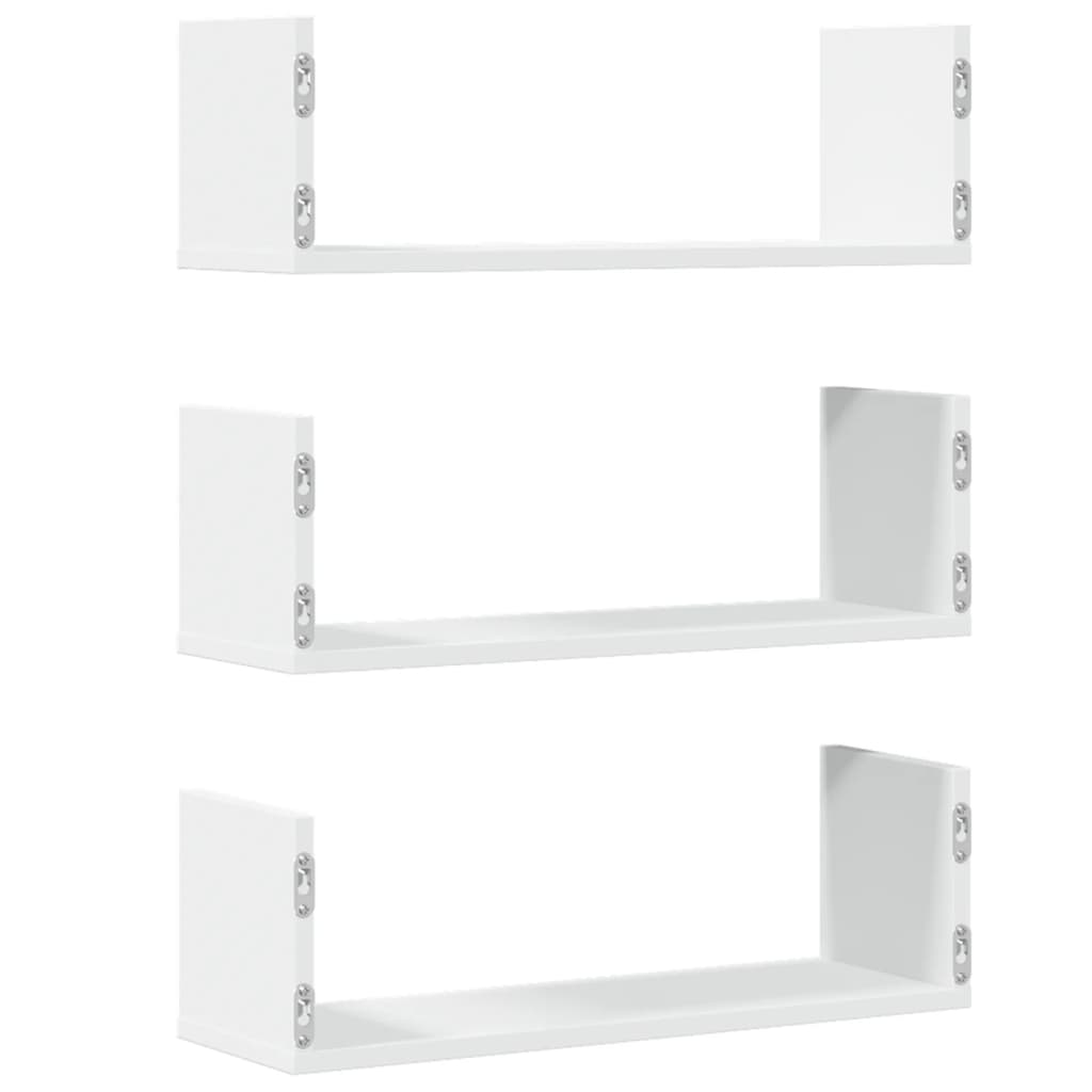 Wandschappen 3 st 58x18x18 cm bewerkt hout wit