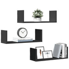 Wall shelves 3 pcs 58x18x18 cm treated wood black