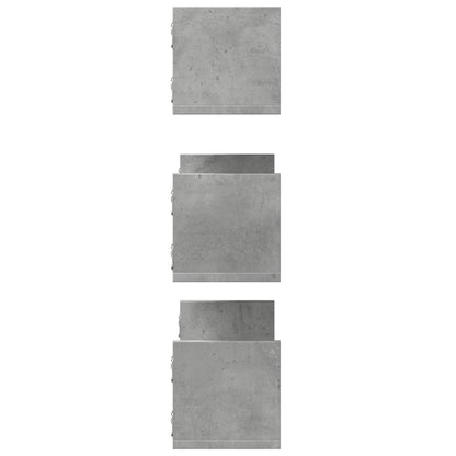 Wandschappen 3 st 58x18x18 cm bewerkt hout betongrijs