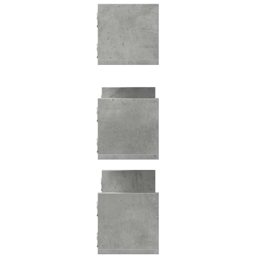 Wandschappen 3 st 58x18x18 cm bewerkt hout betongrijs