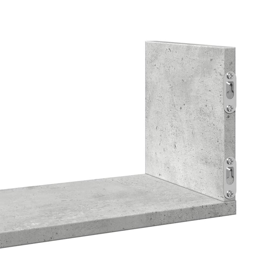 Wandschappen 3 st 58x18x18 cm bewerkt hout betongrijs