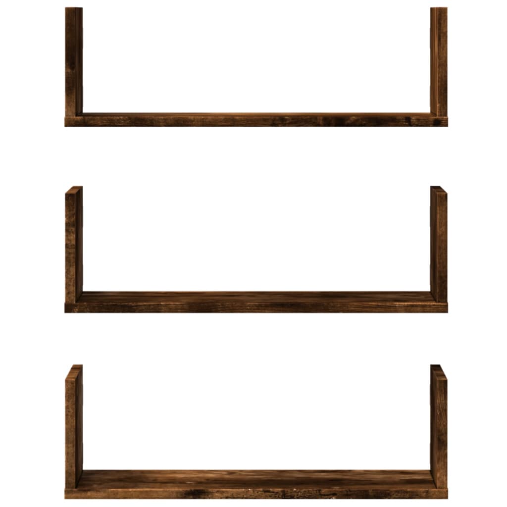 Wandschappen 3 st 58x18x18 cm bewerkt hout gerookt eikenkleurig